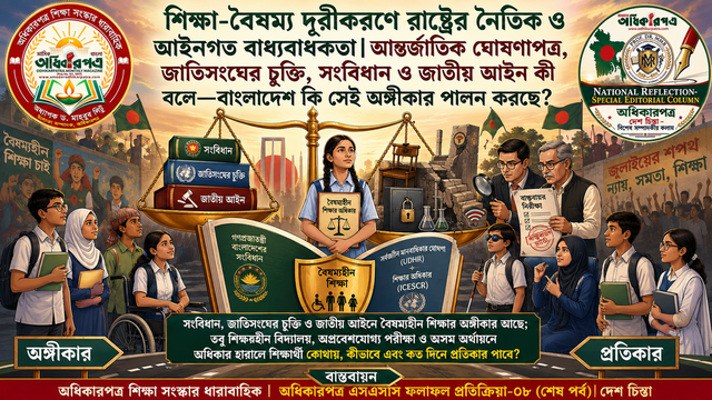 এসএসসি ফলাফল ২০২৬ শিক্ষা-বৈষম্য দূরীকরণে রাষ্ট্রের নৈতিক ও আইনগত বাধ্যবাধকতা │অধিকারপত্র এসএসসি ফলাফল প্রতিক্রিয়া-০৮